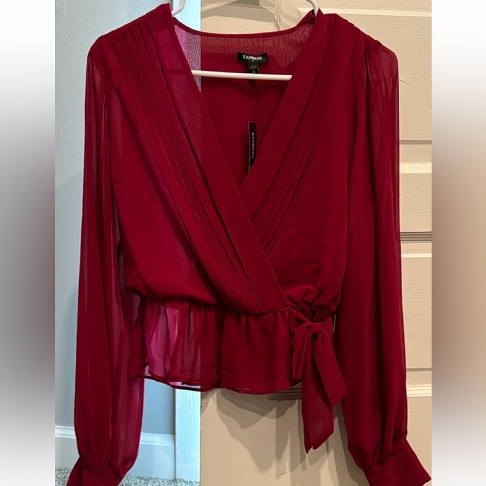 Express Women's Red Wrap Top